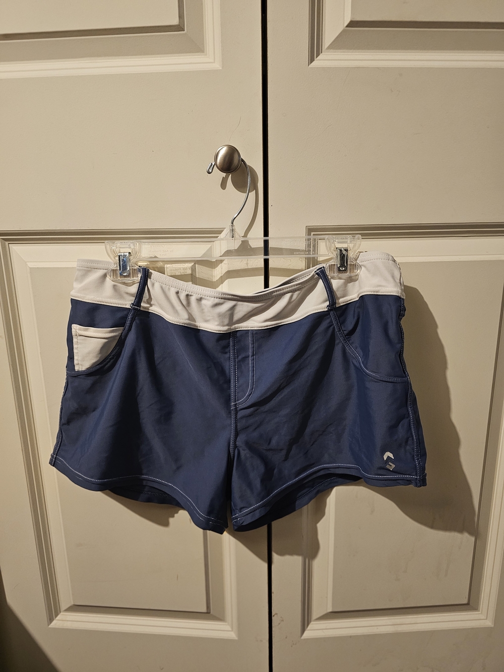 Free Country Navy BoyShorts Swim Bottoms with White Waistband